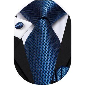 Mens Paisley Striped Tie WOVEN Necktie for Men and Handkerchief Cufflinks Set
